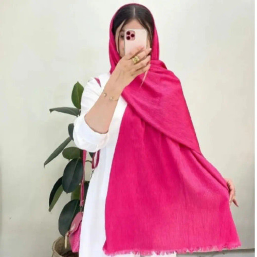 شال پلیسه شال پفکی صورتی دخترانه