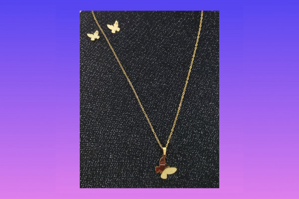 نیم ست استیل گردنبند پروانه گوشواره پروانه