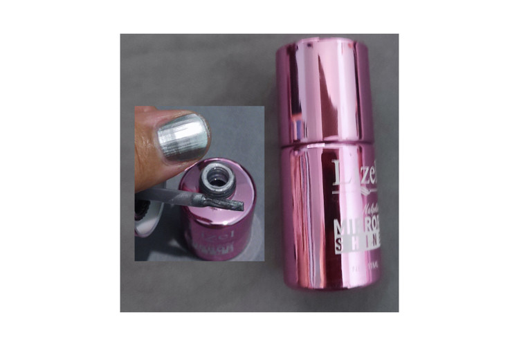 لاک آینه ای لیزل نقره ای براق لاک آینه ای صورتی